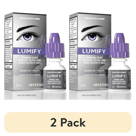 (2 pack) LUMIFY Eye Drops for Redness Relief and Whiter and Brighter Looking Eyes, .08 fl oz (2.5 ml)