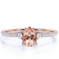thumbnail image 1 of JeenMata Anillo de Compromiso de 1 Quilate con Morganita de Tres Piedras Creada en Color Melocotón en Oro Rosa de 18 K sobre Plata, 1 of 6