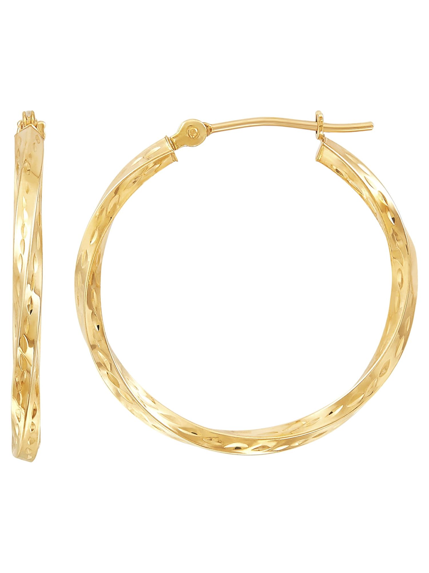 Brilliance Fine Jewelry 10K Yellow Gold Diamond-Cut Twist Earrings