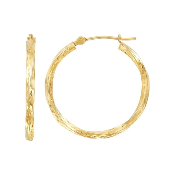 Brilliance Fine Jewelry 10K Yellow Gold Diamond-Cut Twist Earrings