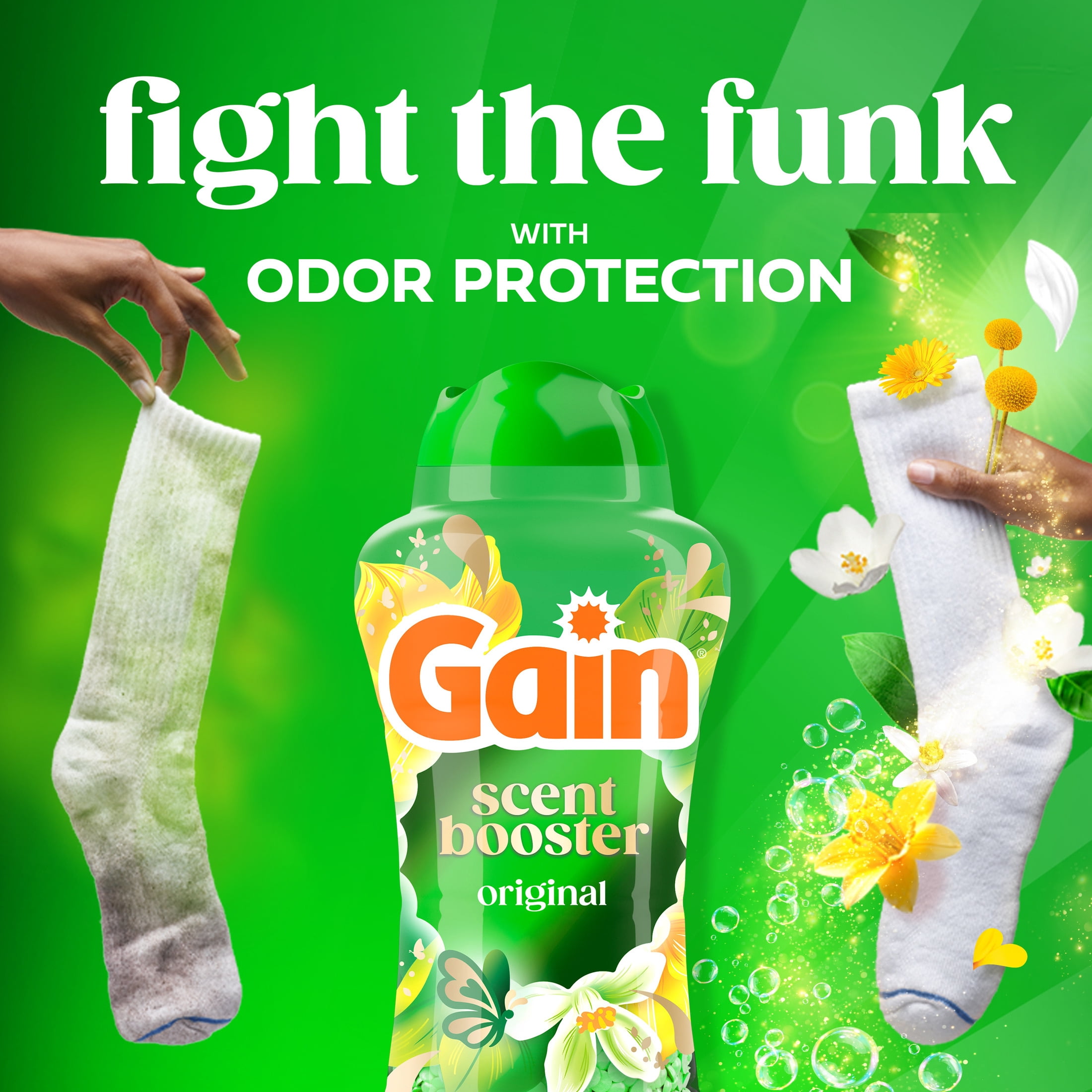 (2 pack) Gain Laundry Scent Beads, In-Wash Scent Booster with Odor Protection, Original Scent, 24 oz