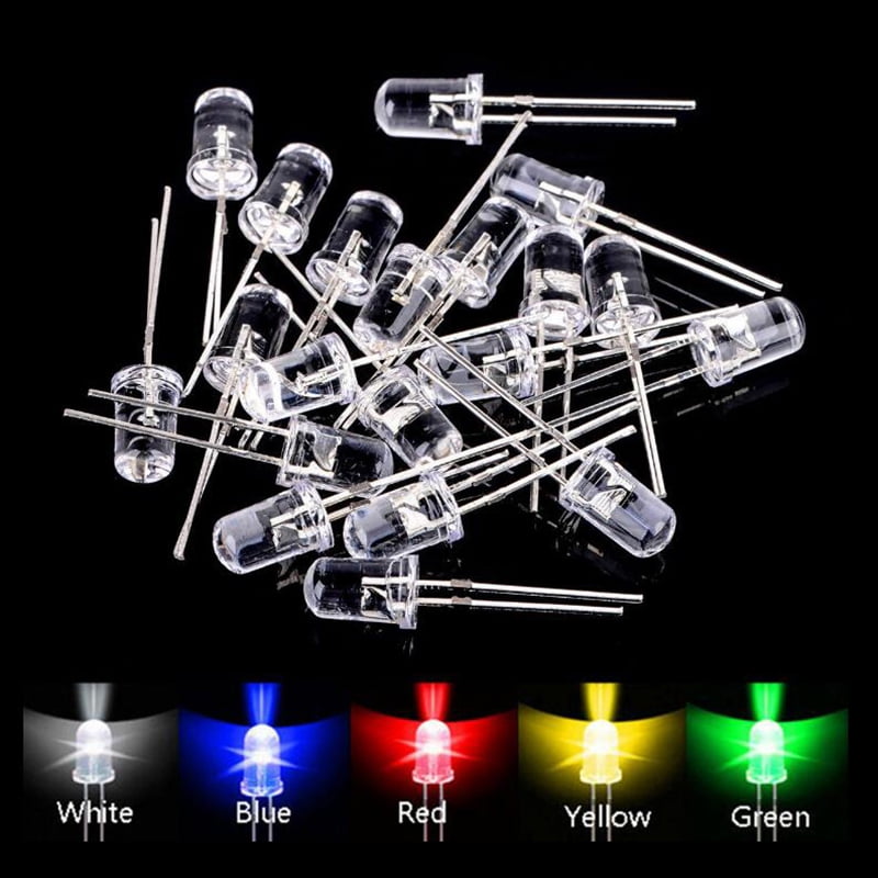 100pcs 5mm LED Flat Top Red 2pin Water Clear Emitting Diode Lights 