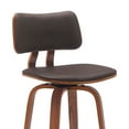 thumbnail image 4 of Pico 30" Swivel Walnut Wood Bar Stool in Brown Faux Leather with Chrome, 4 of 4