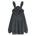 thumbnail image 2 of jsaierl Bunny Hoodies for Women Sherpa Solid Cute Top Cartoon Rabbit Ear Pullover Sweatshirt Long Sleeve Dressy Casual Shirt Blouse, 2 of 6