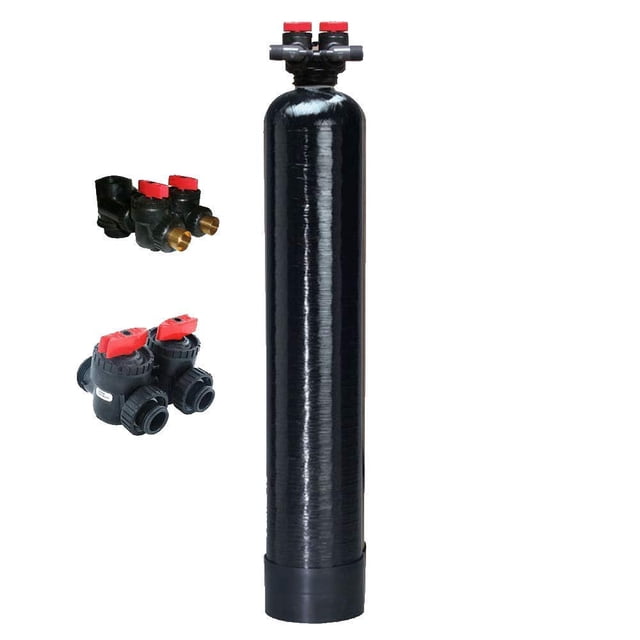 Whole House Calcite pH Acid Neutralizer Upflow Filter System | in and Out Valve 1.0 cu ft. 9"x 48" Tank