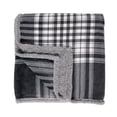 thumbnail image 3 of Berkshire Blanket Gray, White, Multi-Color Plaid Sherpa, Velvet Plush Reversible Bed Blanket King, 3 of 5