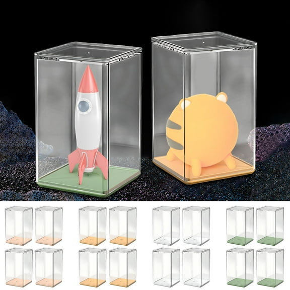 4 Pack Transparent Toy Figurine Storage Boxes | Clear Plastic Display Cases | Protective Collectible Enclosures for Action Figures | 5.1 x 3.1 x 3.1 Inches Each