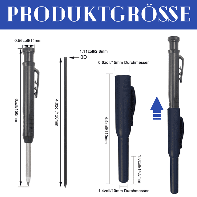 Compact Carpenter's Tool, Solid Carpenter Mechanical Pencil with Scratch-resistant Graphite Leads for Reliable Marking on All Surfaces, Portable Design for On-the-go Use (Set Of 6)