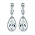 thumbnail image 2 of Bling Jewelry Womens Cocktail Bridal Cubic Zirconia Halo Big Statement Teardrop CZ Chandelier Earrings Silver Plated, 2 of 6