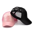 thumbnail image 6 of TNOBHG Ladies Ponytail Baseball Ladies Hat Shiny Powder Hollow Mesh Long Brim Ponytail Hole Adjustable Sunscreen Anti-uv Lightweight Club Party Performance, 6 of 8