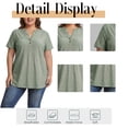 thumbnail image 5 of Cuteduck Womens Plus Size Short Sleeve Henley V-Neck Button Top Lace Textured Blouse 1X-5X, 5 of 9