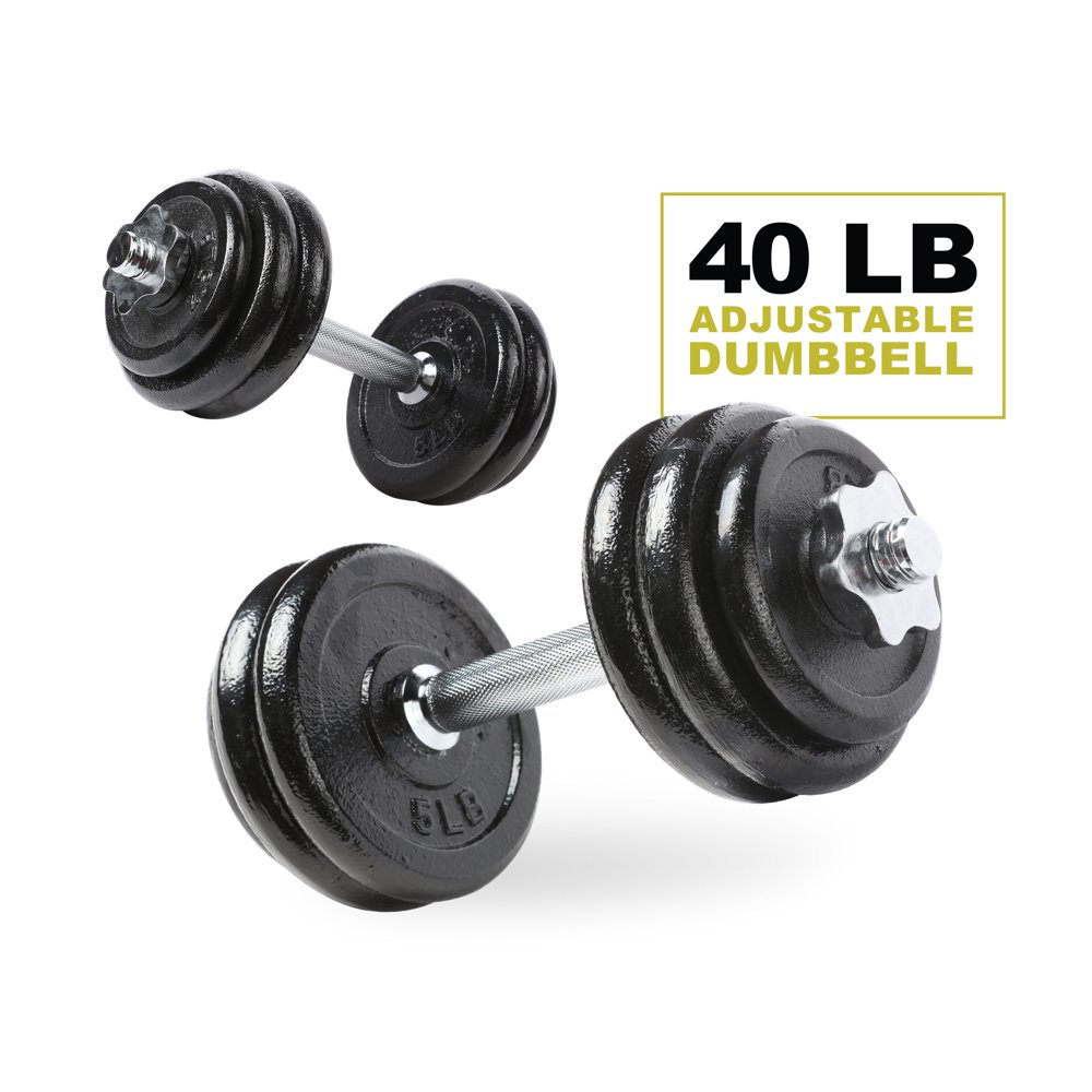 PRCTZ 40 lb Adjustable Cast Iron Dumbbell Set with Case