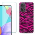 thumbnail image 1 of Slim-Fit Gel TPU Phone Case for Samsung Galaxy A33 5G, with Tempered Glass Screen Protector, by OneToughShield ® - Zebra Pink, 1 of 3
