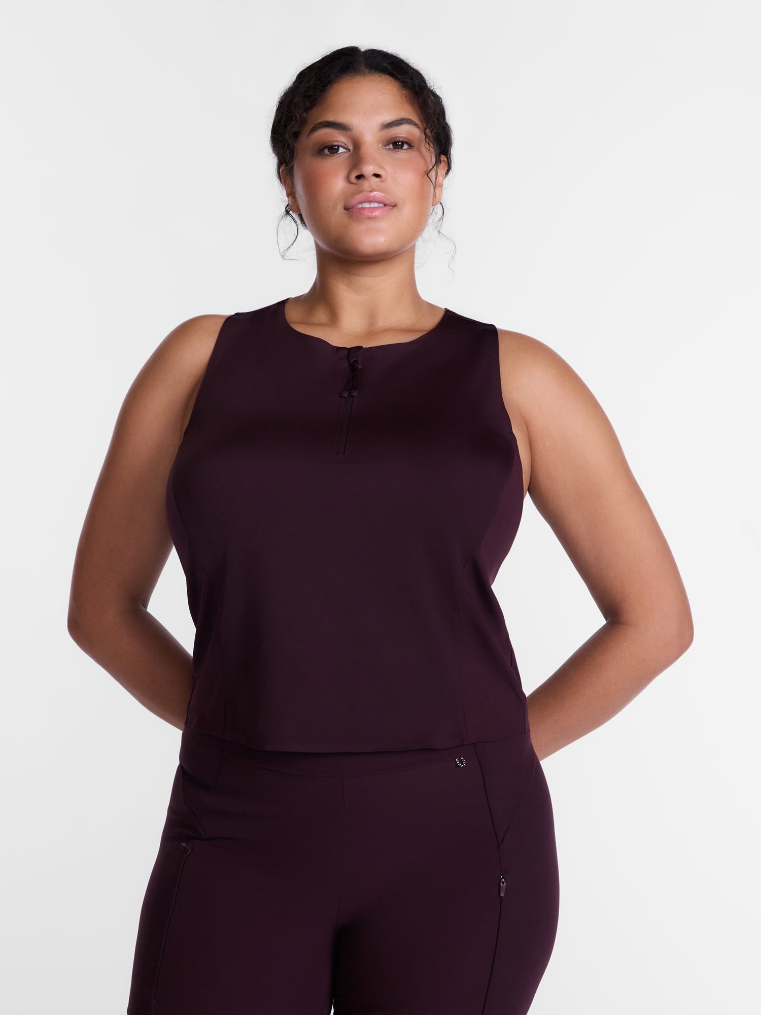 Avia Women's Quarter Zip Hybrid Tank Top, Sizes XS-XXXL