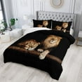 thumbnail image 2 of Lion and Lioness Comforter Set Full Size,Lion Bedding Set Full,Full Animal Print Black Comforter Set,Tropical African Animal 3D Print Bedding Black Bed Set, 2 of 8