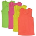 thumbnail image 2 of ToBeInStyle Girls' Pack of 4 Ribbed Cotton Tank Tops - Neon - 5 Years Old, 2 of 7