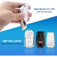 thumbnail image 4 of Key Fob Cover Compatible with Toyota Tacoma 4Runner Prius Corolla Cross Hatchback Tundra Sequoia 2022-2025 Keychain Case Holder Protector,Silver/White, 4 of 6