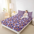 thumbnail image 3 of Feelyou Cartoon Halloween Pumpkin King Sheets, Cute Ghost Bedding, Purple Orange, 4 Pieces, 1 Flat Sheet, 1 Fitted Sheet and 2 Pillowcases, 3 of 5