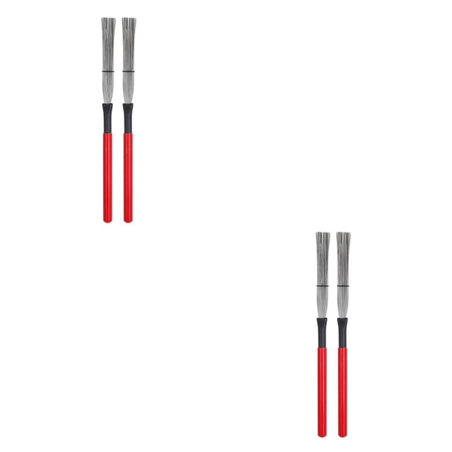 ZLight 2 Pieces Drum Brush Practicing Prop High-carbon Steel Firm Structure Cajon Stick Professional Instrument Supplies Sticks Red 2Set