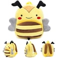 thumbnail image 1 of Mochila para niños pequeños Mochilas de animales del zoológico Bolsa de felpa linda Dibujos animados 10 "Bolsa de libros preescolar para 1-6 años Niñas Niños Abeja oso de fresa  Juguete, 1 of 3
