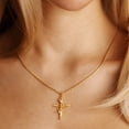 thumbnail image 3 of HolyMagic Cross Necklace for Women 18K Gold Plated Birth Flower, 3 of 9