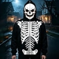 thumbnail image 2 of Wuxian Full Zip Up Hoodie Men Halloween Skeleton Print Long Sleeve Sweatshirts Spooky Jackets For Men, 2 of 5