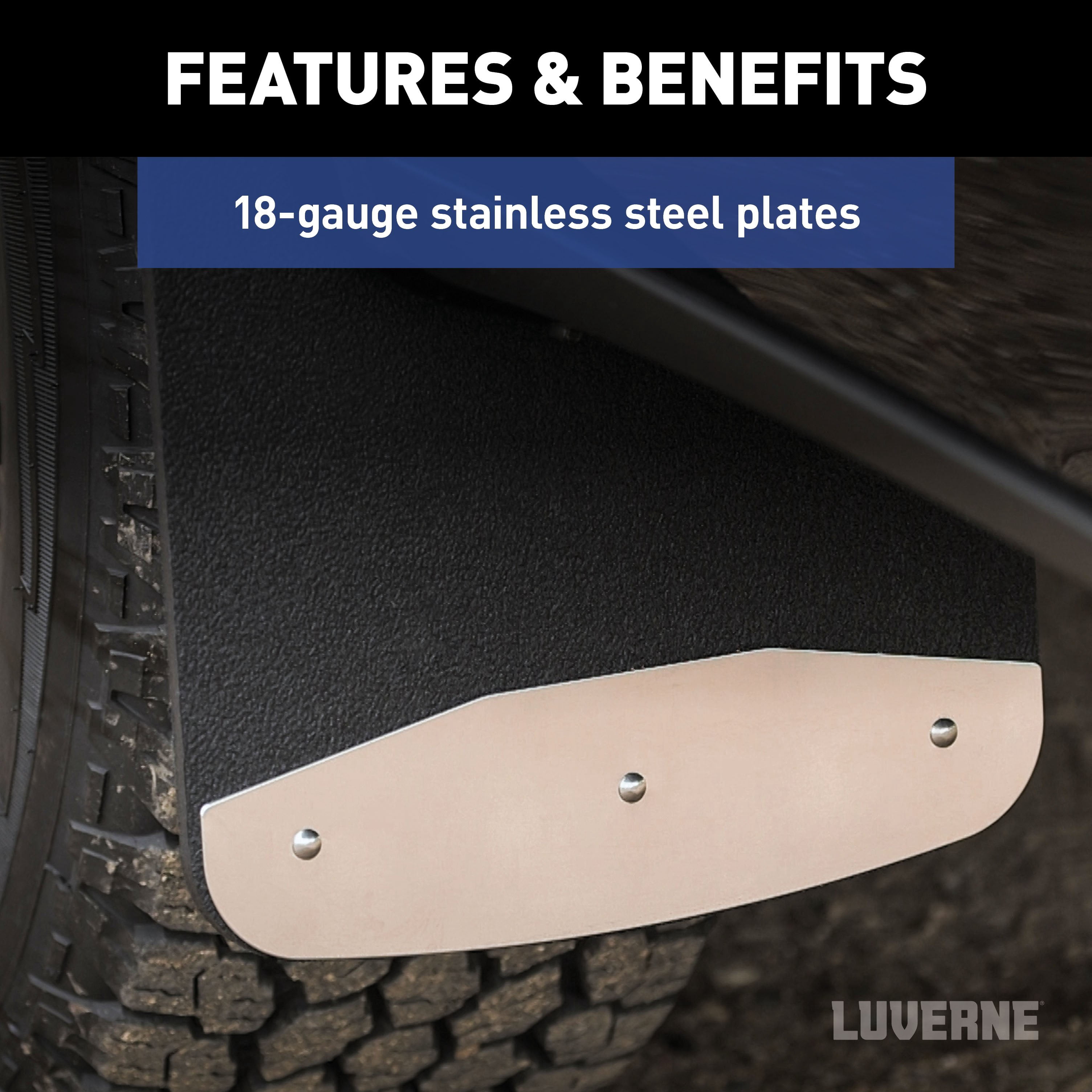 LUVERNE Front 12" x 20" Rubber Mud Guards, Select Dodge, Ram 1500, 2500, 3500 (2 Flaps) 250930