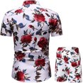 thumbnail image 2 of Chándal floral para hombre, camisa de manga corta de verano de 2 piezas y pantalones cortos, sudadera para correr xxl, 2 of 4