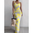 thumbnail image 4 of Women'S Summer Long Dress Casual Slip Slim Sleeveless Bodycon Maxi Dresses Yellow Flower XL, 4 of 7