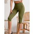 thumbnail image 5 of Women's Plus Size Solid Split Hem Capri Leggings, 5 of 10