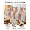 thumbnail image 4 of Orange Striped Couch Cover, Farmhouse Stripes Modern Abstract Art Sofa Cover Blanket for 1 Seat Cushion, Sectional Sofa Slipcover Furniture Protector for Living Room Bedroom 71''x91'', 4 of 9