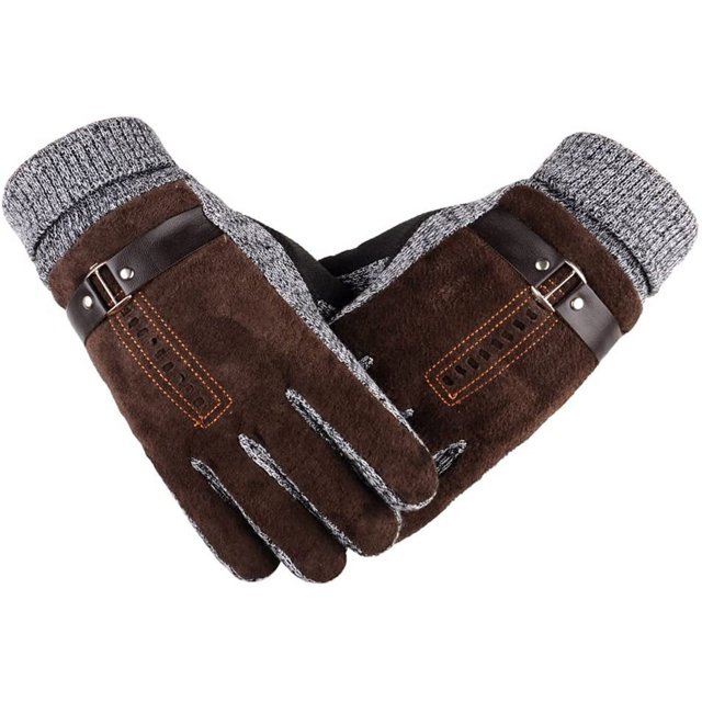 RV Guantes para hombre, guantes de invierno de piel de ante grueso con mensajes de texto en pantalla táctil (forro polar) (marrón) brillar Electrónica
