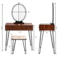 thumbnail image 4 of Giantex Vanity Table Set, Makeup Dressing Table w/3-Color Touch Screen Dimming Mirror, Additional Storage Organizer, Brown, 4 of 8