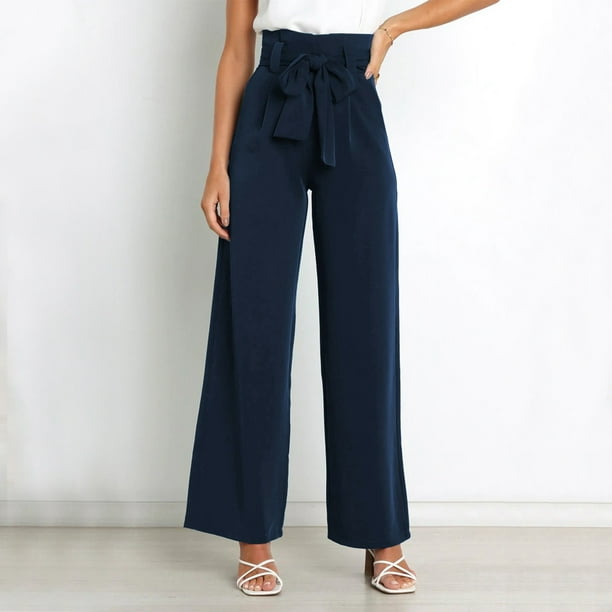 WILLBEST Pantalones Casuales para Mujer, Holgados, de Pierna Ancha, Cintura Alta, Rectos, Estilo Retro Literario, para Uso Diario. Extra Grande
