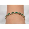 thumbnail image 4 of Emerald with CZ diamond bezel set tennis Bracelet,14K Gold plated Emerald Bracelet Emerald Bracelet, Emerald Bracelet gift for her, 4 of 4