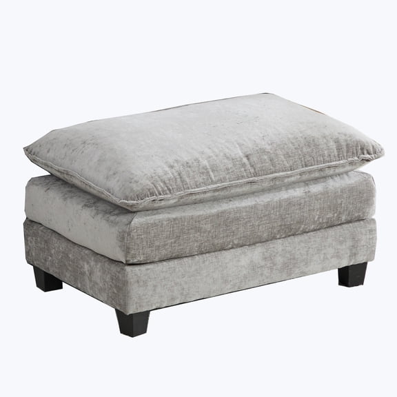 Ottoman Only, Modern Sectional Couch, for Living Room Bedroom and Apartment, Comfy Double Layer Upholstered Seat Cushion, Breathable Chenille Fabric (Gray)