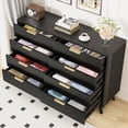 thumbnail image 4 of Planntonneo Boho Fluted 8 Drawers Dresser, Wooden Chests of Drawers TV Stand for Bedroom, Living Room, Entryway, Black, 4 of 11