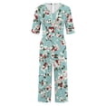 thumbnail image 5 of Edvintorg Womens Rompers for Summer Vintage Floral Printed Short Sleeve V Neck Back Zipper Wide Leg Jumpsuit with Pocket Casual Loose Overalls for Women, 5 of 5