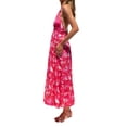 thumbnail image 4 of Franhais Women's Tie-Up Halter Dress, Flower Print Hollow-Out Sleeveless Backless Ruffle Hem Dress, 4 of 6