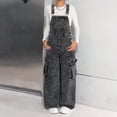 thumbnail image 2 of Mercatoo Girls Baggy Wide Leg Denim Overalls Kids Sleeveless Jumpsuit Bib Overall Streetwear Casual Loose Trousers with Pockets, 2 of 5