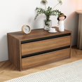 thumbnail image 3 of 2-Tier Stackable Storage Cabinet with 2 drawers for Small Space,Walnut, 3 of 7