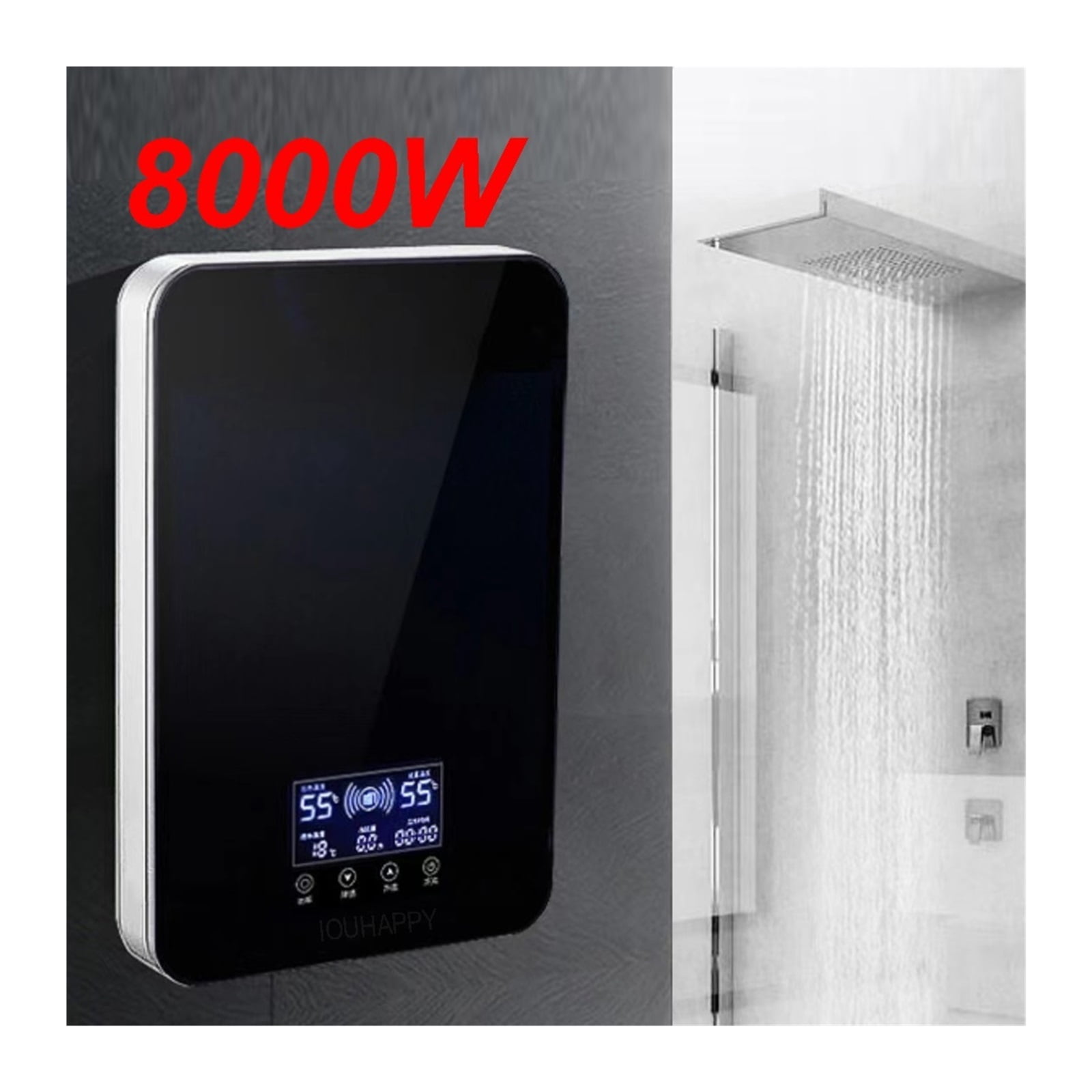 Instant Water Heater Shower Bathroom Faucets Kitchen Tap Electric Water Heater 8000W Digital Display Temperature Adjustable ,Lightweight Portable Design