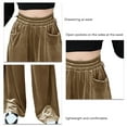 thumbnail image 4 of Pantalones De Terciopelo para Mujer Terciopelo Reflectante Pantalones De Trabajo De Pierna Ancha con Cintura Elástica Informales Pantalones Rectos con Bolsillos Marrón Claro S, 4 of 5