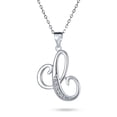 thumbnail image 1 of Collier Pendentif Initiale CZ Lettre Alphabet Script Cursif Pavé de Zircon Cubique ABC pour Femmes en Argent Sterling, 1 of 6