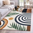 thumbnail image 2 of Abstract Boho Large Area Rugs for Bedroom Living Room, Non Slip Carpet Bedside Rug, Bohemian Palm Leaf Geometric Leaf Circle Rectangular Floor Cover Kitchen Accent Rug 4'x6' for Dining Room/Office, 2 of 9