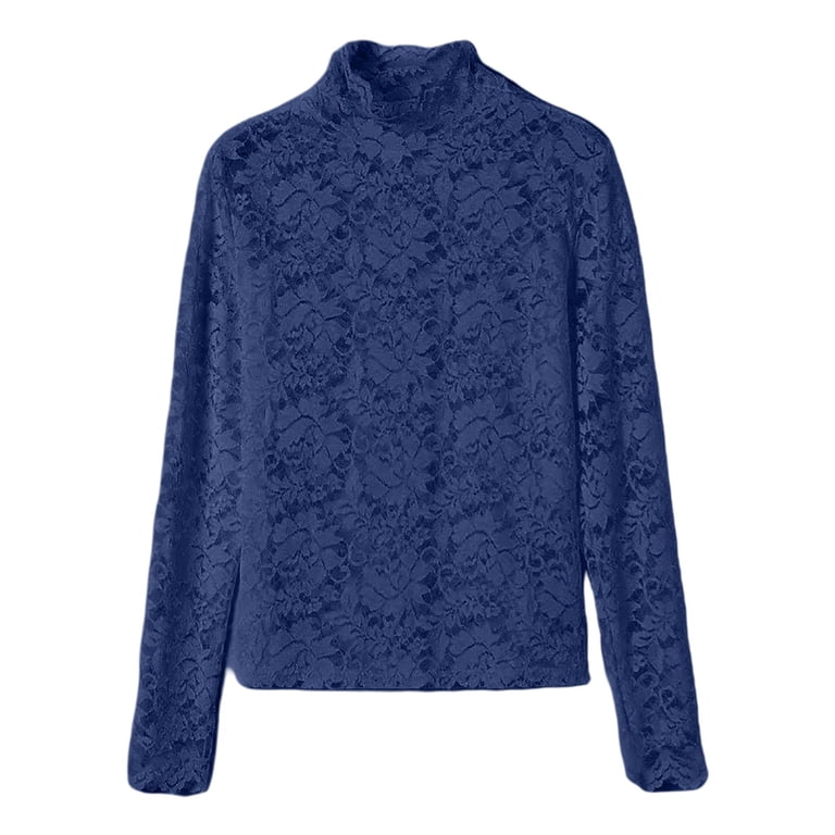 UJNDER Women's Floral Lace Top Long Sleeve Mesh Underwear Blouse