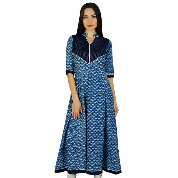 Bimba Women Ethnic Anarkali Kurta Block Print Designer Kurti Casual Wear Dress