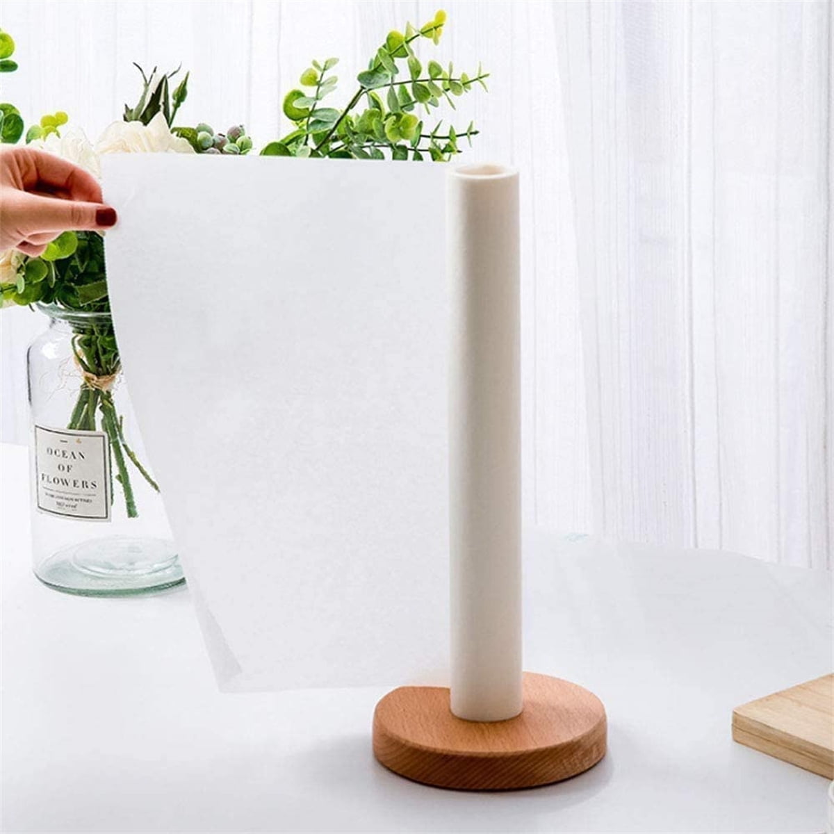 Kitchen Vertical Paper Towel Holder Bathroom Toilet Wooden Pure