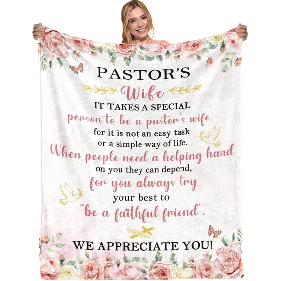 Pastor Wife Appreciation Gifts, Gifts for Pastor's Wife, Pastors Wife Gifts, Pastor Birthday Gifts for Women Soft Flannel Throw and Blankets 60"x50"