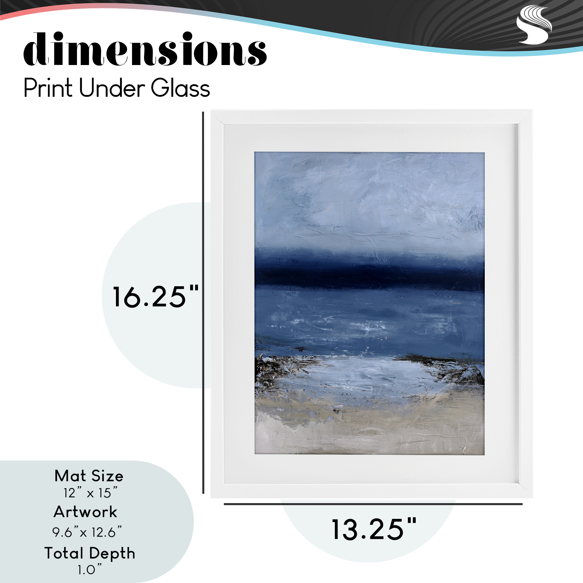 Endless Sea Moods White Framed Print Under Glass, design by Design Fabrikken